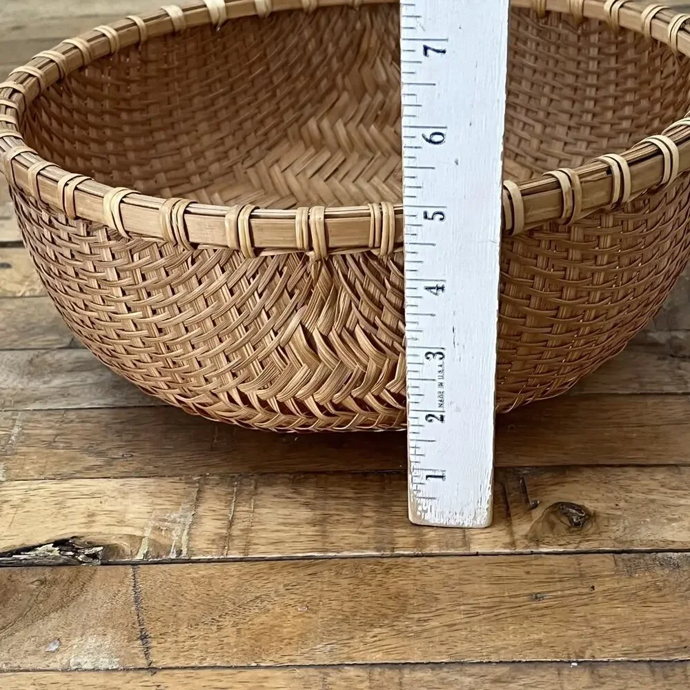 Vintage Hand Woven Round Bottom Wicker Winnowing Basket 11